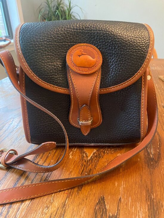 Dooney & Bourke Handbags - Vintage Dooney & Bourke Essex Mini Crossbody Bag USA Black & Brown